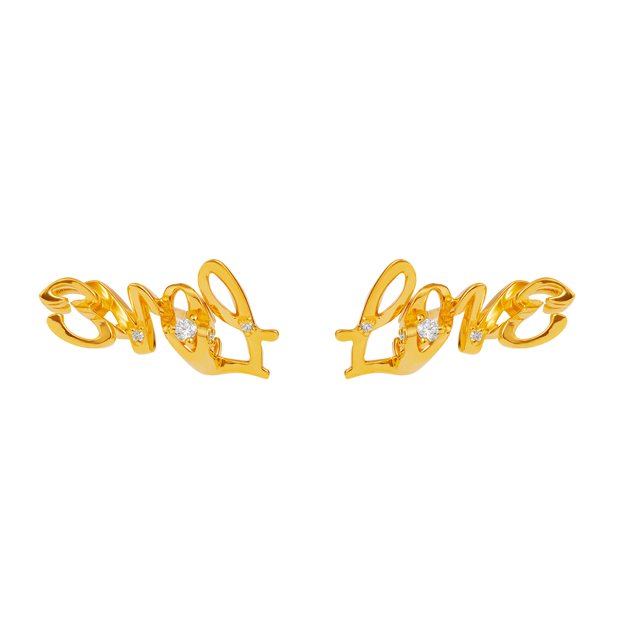 999 Gold LOVE_1314 Earrings with Diamonds