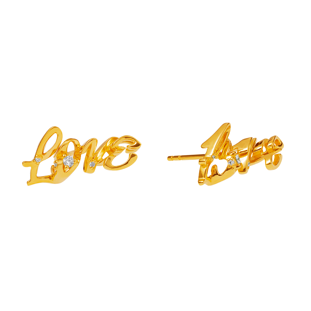 999 Gold LOVE_1314 Earrings with Diamonds