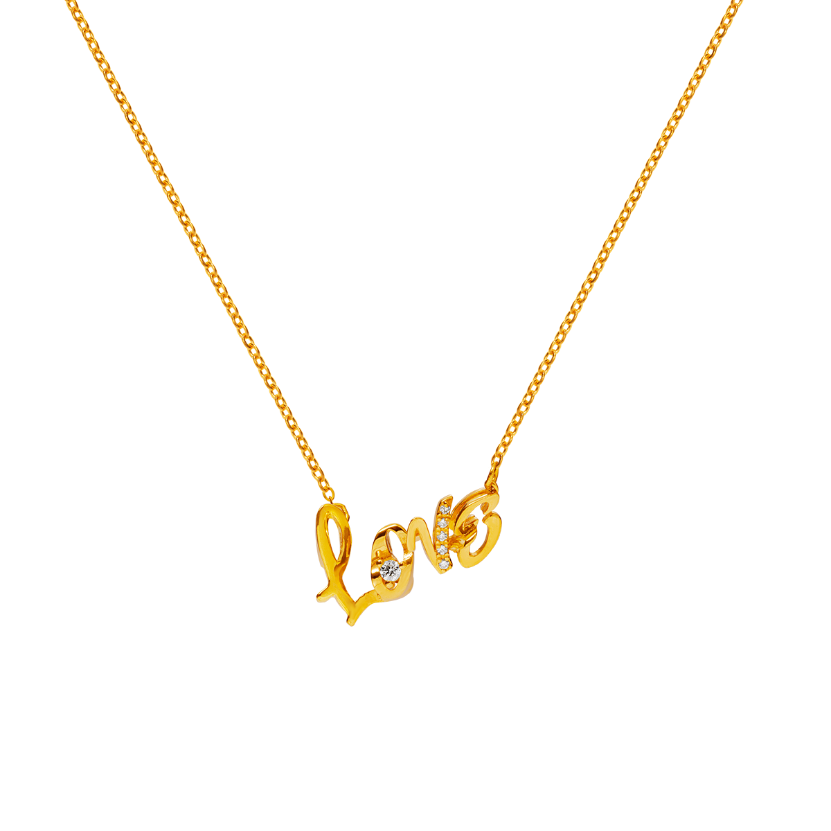 999 Gold LOVE_1314 Necklace with Diamonds