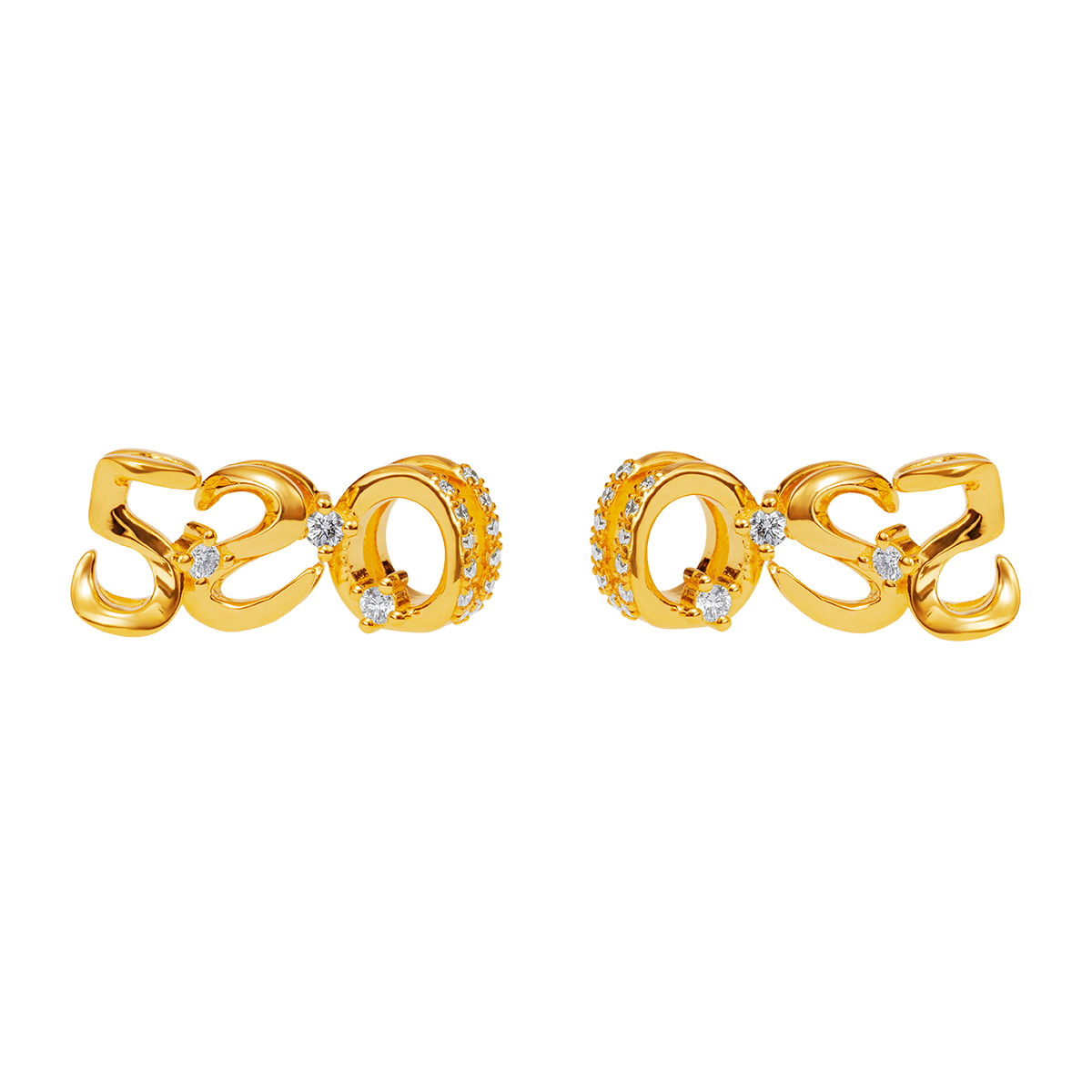 999 Gold 520_I♡U Earrings with Diamonds