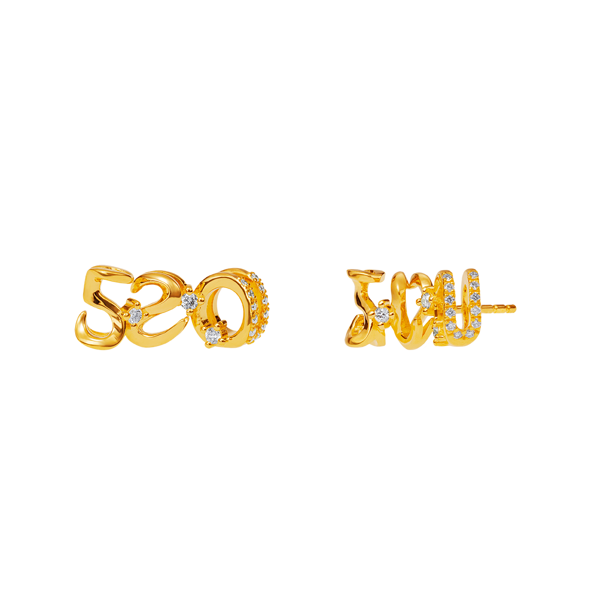 999 Gold 520_I♡U Earrings with Diamonds