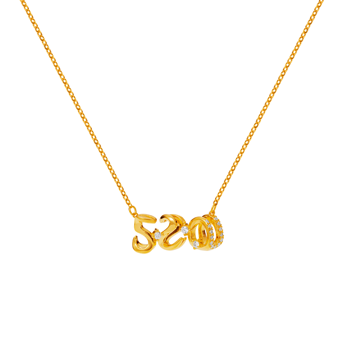 999 Gold 520_I♡U Necklace with Diamonds