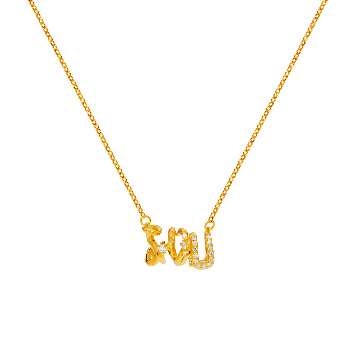 999 Gold 520_I♡U Necklace with Diamonds